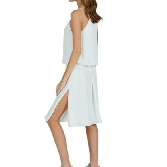 ATM Crepe Georgette Halter Dress in Chalk - Picture 2 of 7